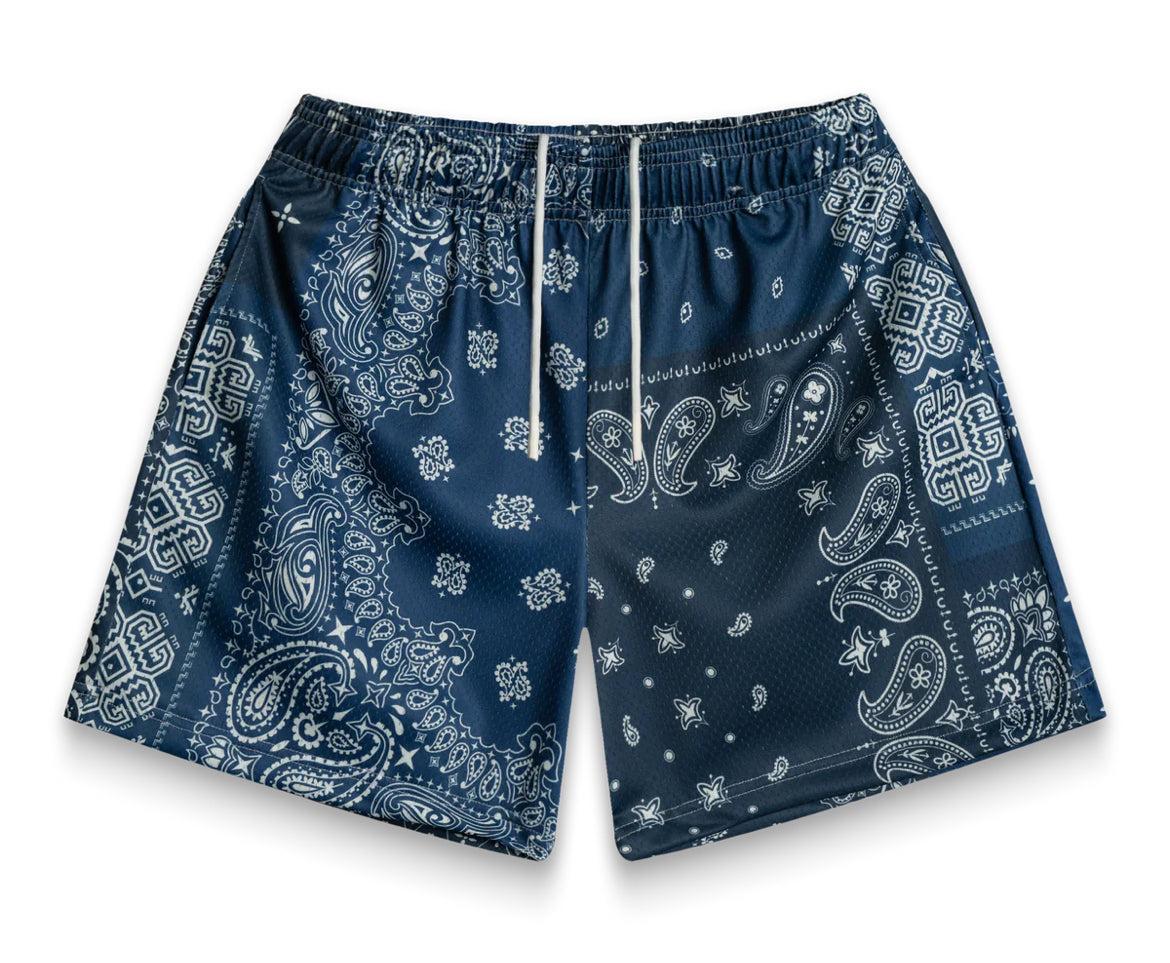 Bravest Studios Patchwork Paisley Shorts Navy