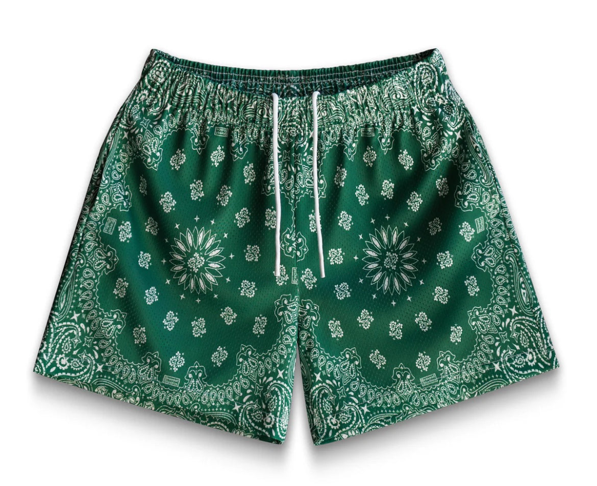 Bravest Studios Green Paisley Shorts