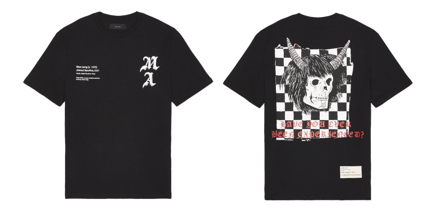 Amiri Wes Lang Checker Skull Tee Black