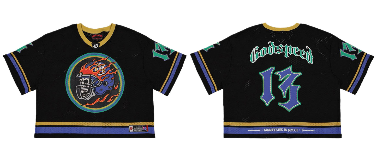 Godspeed First Down Jersey Tee (Black/Yellow/Blue)