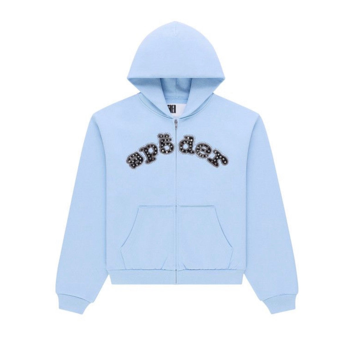 Sp5der Mixed Stone Zip Hoodie Rock Blue