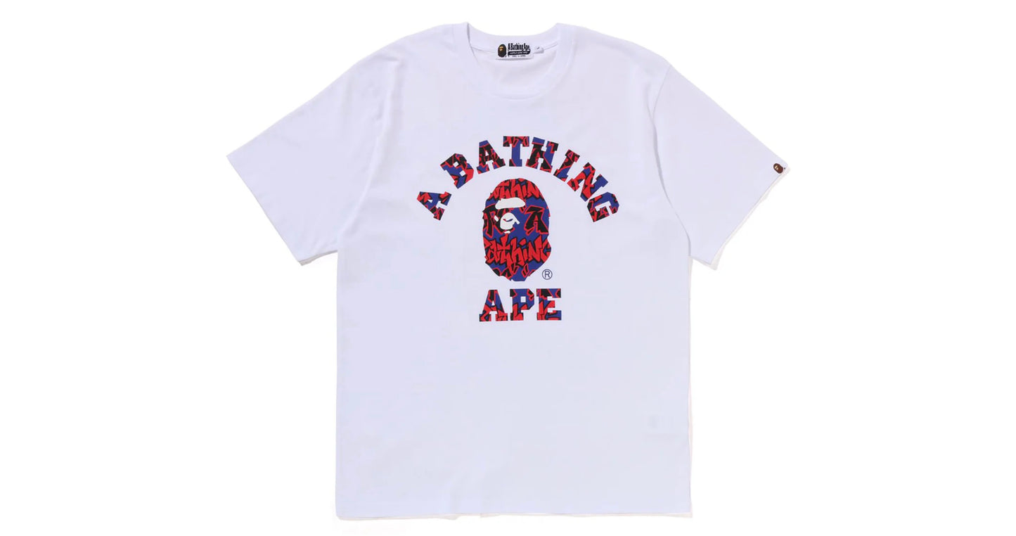 Bape Graffiti Pattern College Tee White