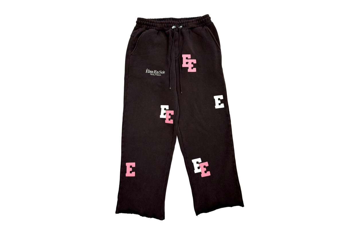 Elan En Soie 1:1 Leather Patch Sweatpants Brown