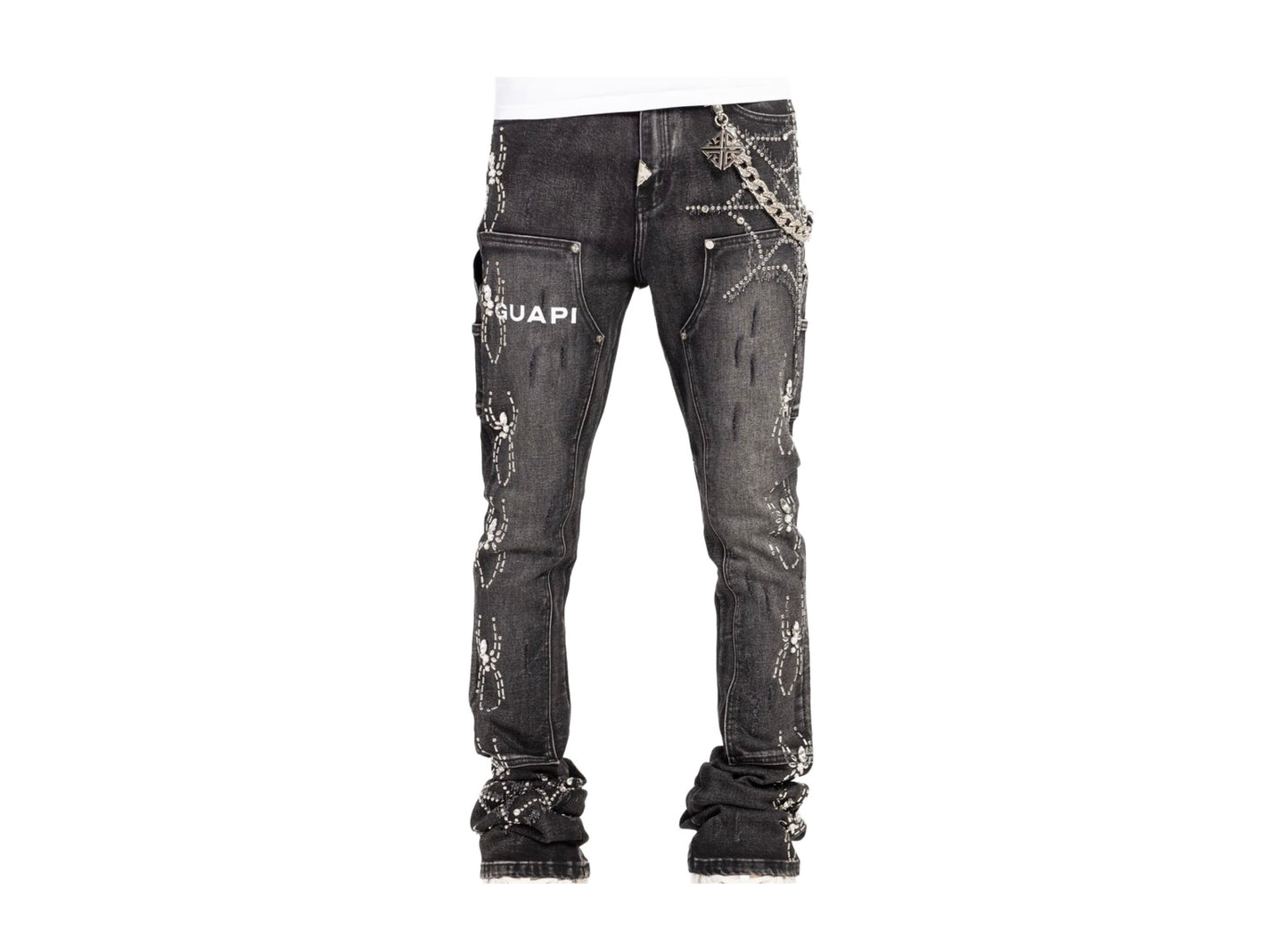 Guapi Obsidian Black Spider Denim Jeans V2