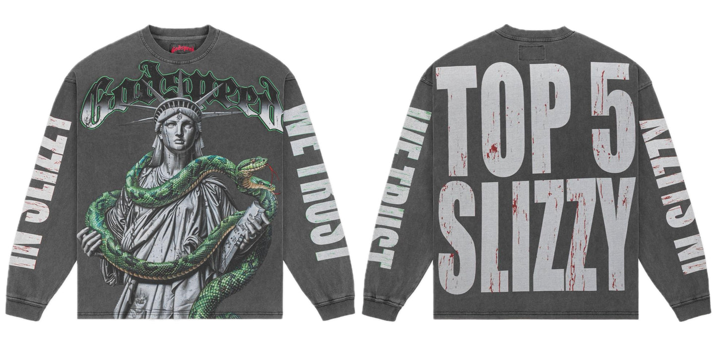 Godspeed Top 5 Slizzy L/S Tee Grey Wash