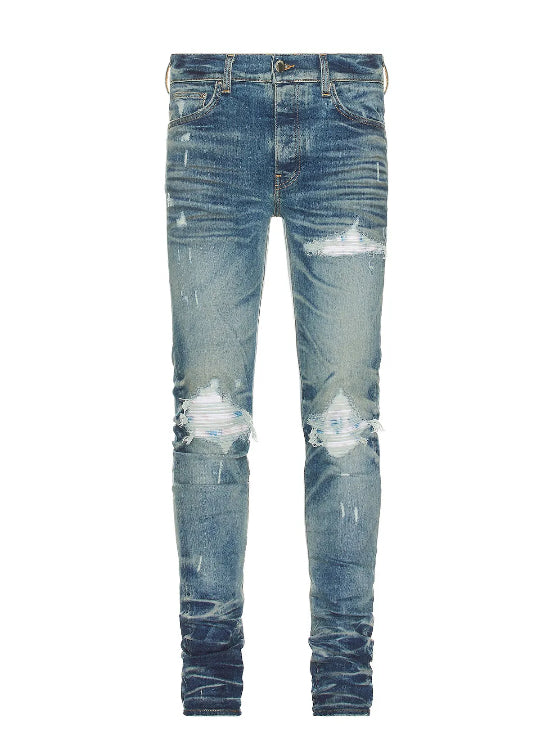 Amiri MX1 Bleached MA Paisley Honeycomb Indigo Jeans