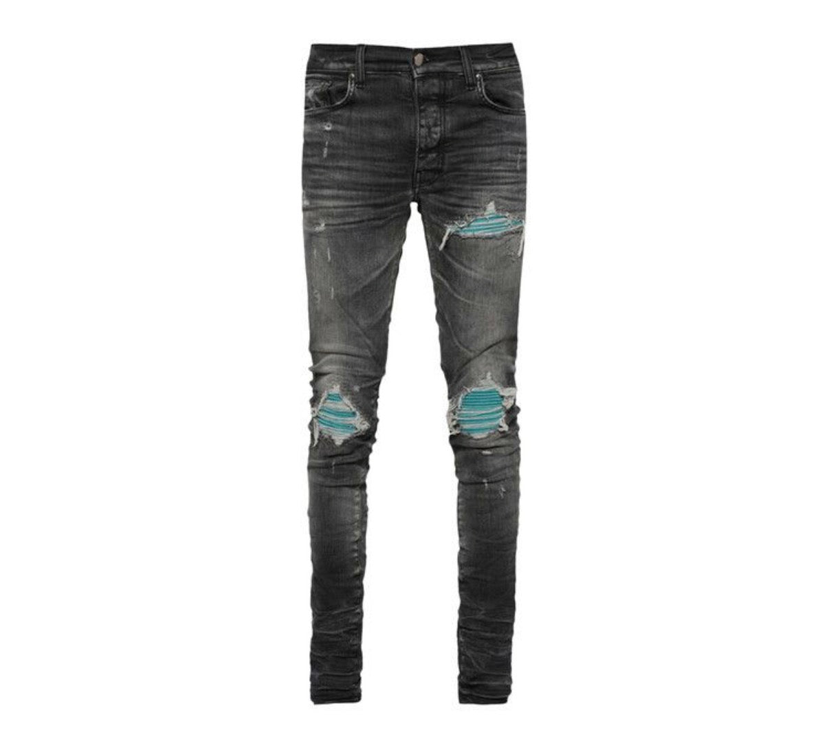 Amiri MX1 Storm Grey Teal Patch
