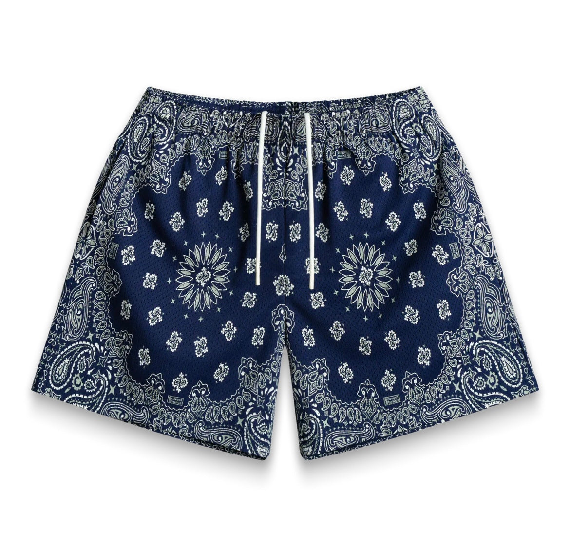 Bravest Studios Screenprinted Paisley Two-Tone Navy Shorts