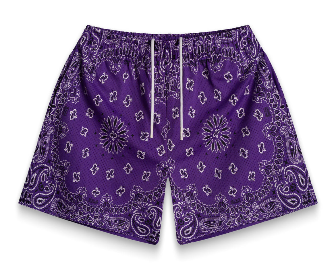 Bravest Studios Screenprinted Paisley Two-Tone Purple Shorts