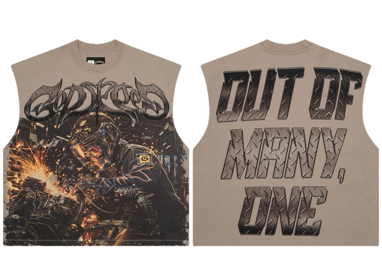 Godspeed Steel Sharpens Steel Sleeveless Slate Grey