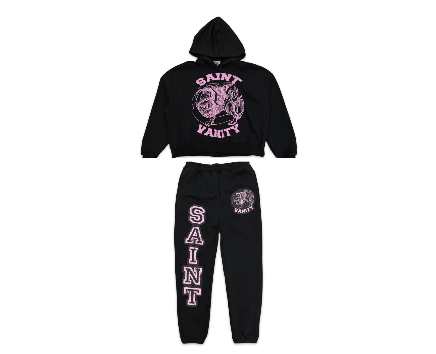 Saint Vanity Griffin Sweatsuit Black / Pink