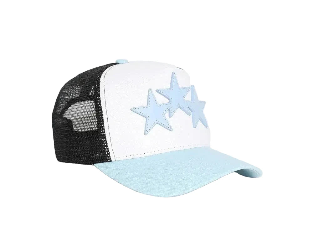 Amiri 3 Star Trucker Hat Cerulean Blue