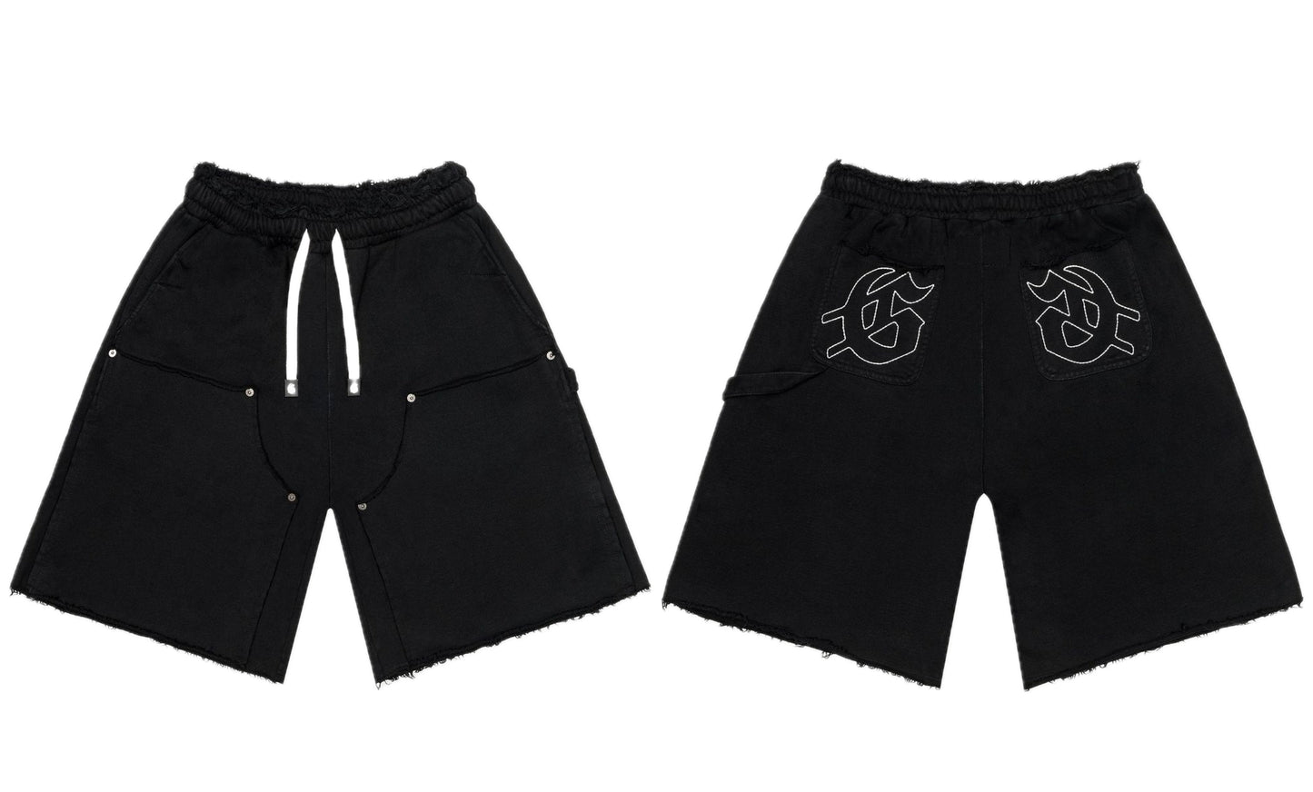 Godspeed Distressed Carpenter Shorts Flat Black