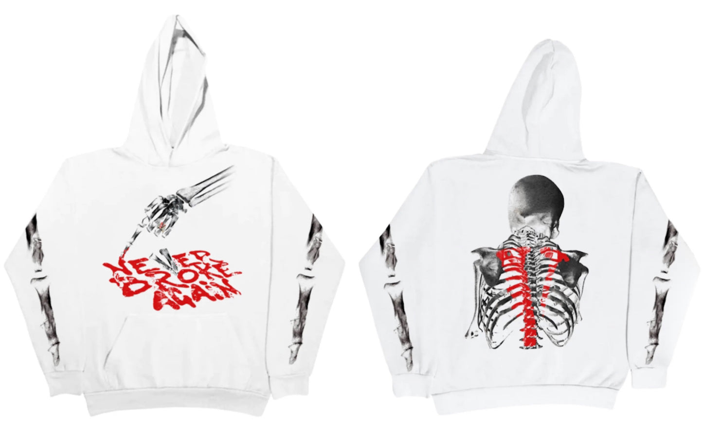 Vlone x Never Broke Again Bones Hoodie White
