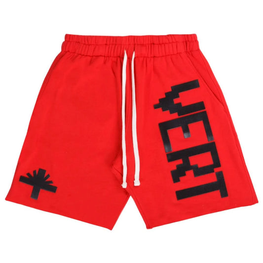 Vertabrae Sweat Shorts Red Black