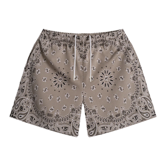 Bravest Studios Screenprinted Paisley Two-Tone Khaki Shorts