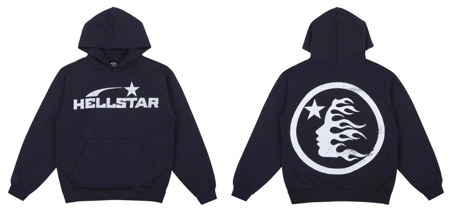 Hellstar Logo Vintage Hoodie Black