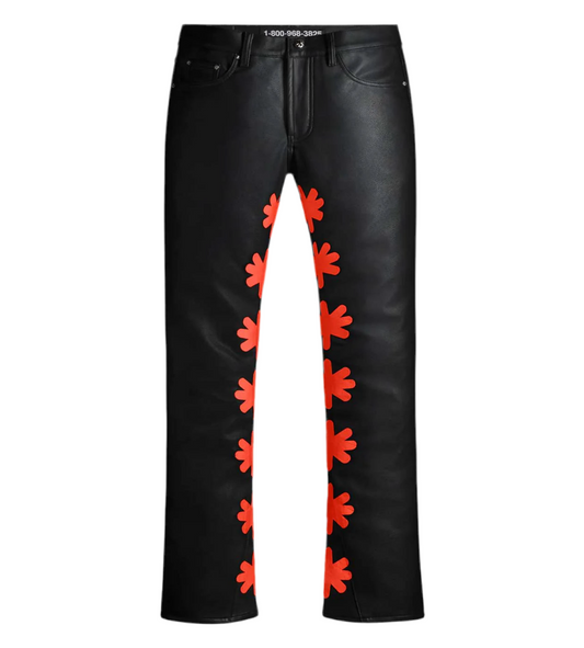 Lost Shdws Leather Jeans Black / Red