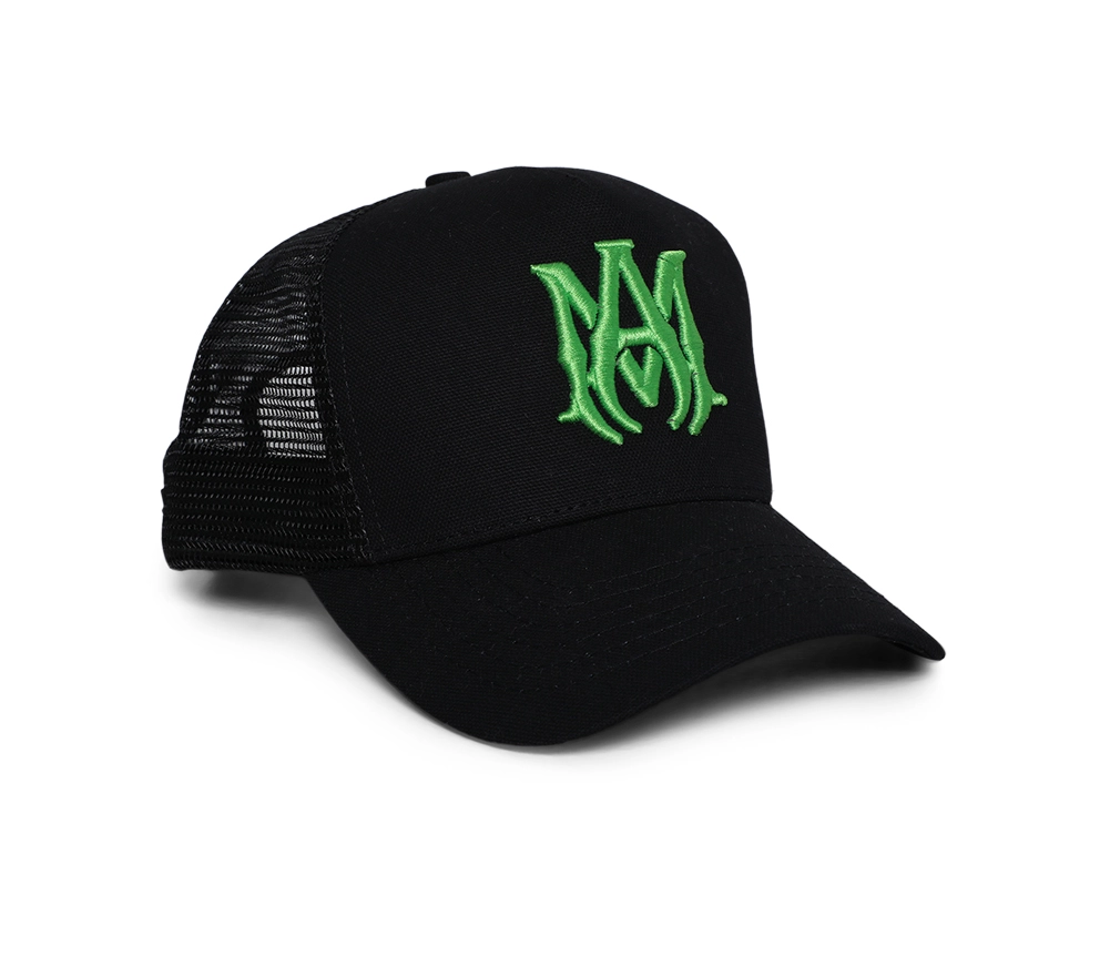 Amiri Embroidered MA Logo Trucker Hat Black / Green