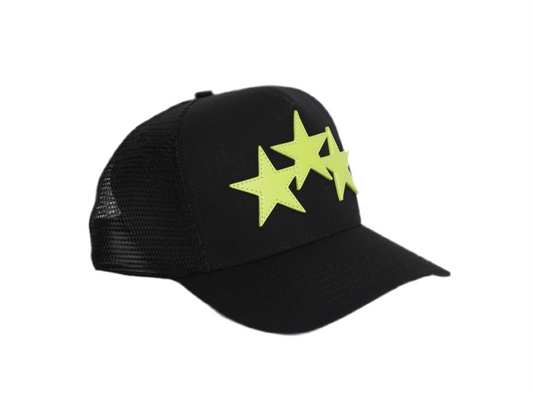 Amiri Three Star Trucker Hat Black / Lime