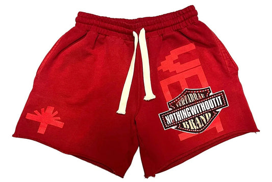 Vertabrae Double Emblem Shorts Red