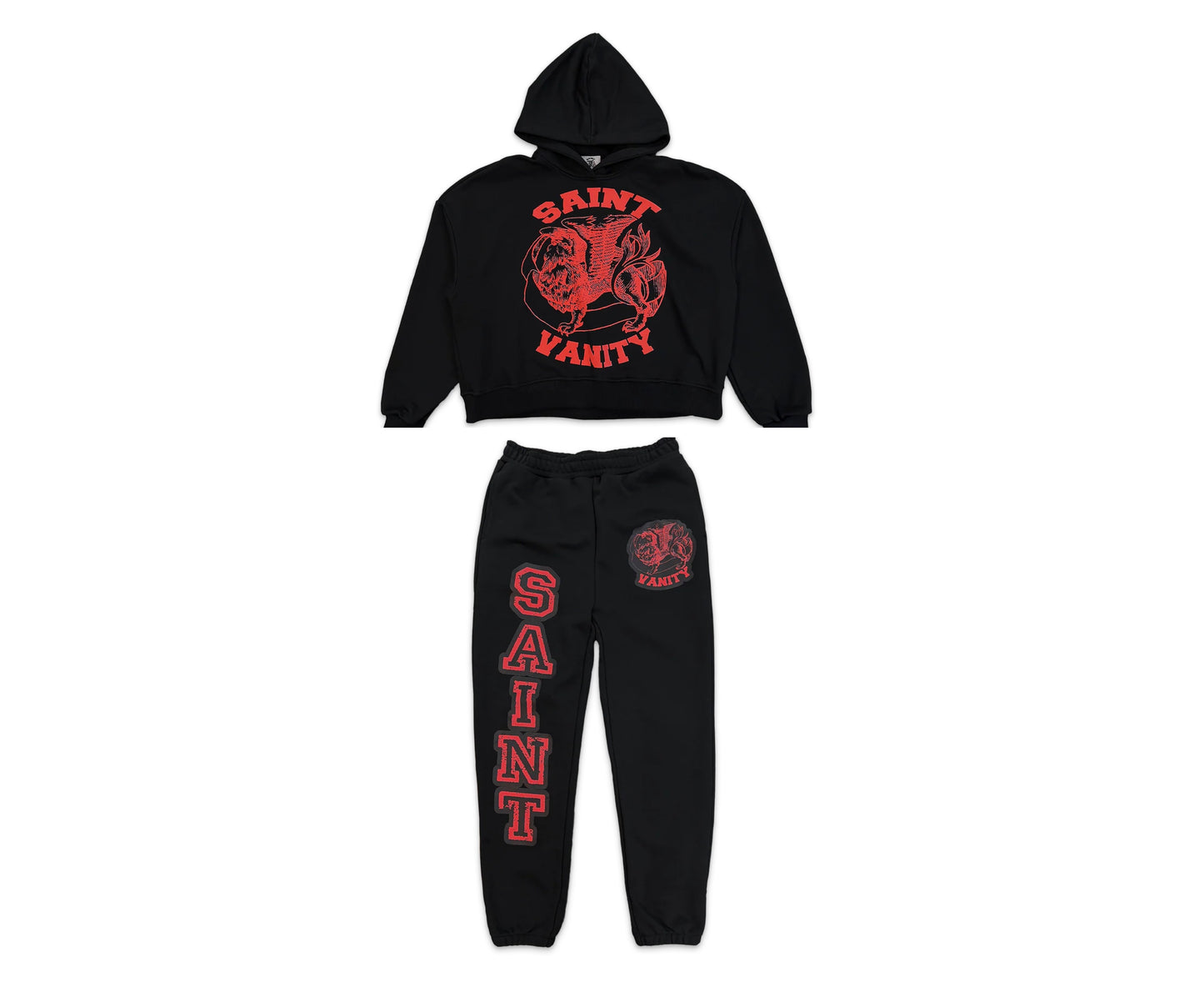 Saint Vanity Griffin Sweatsuit Black / Red