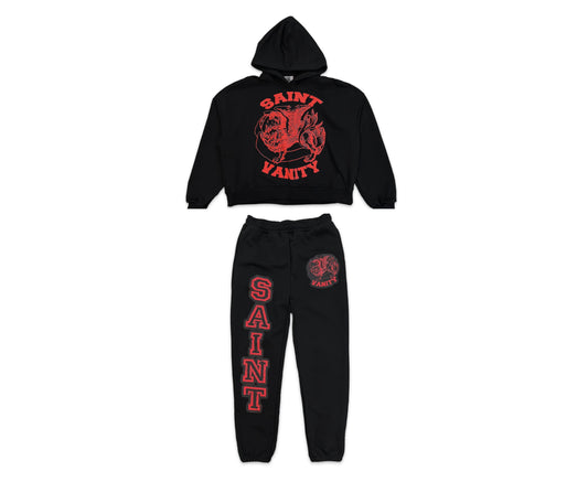 Saint Vanity Griffin Sweatsuit Black / Red