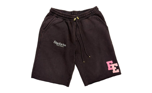 Elan En Soie 1:1 Leather Patch Sweatshorts Brown / Pink