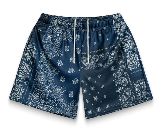 Bravest Studios Patchwork Paisley Shorts Navy