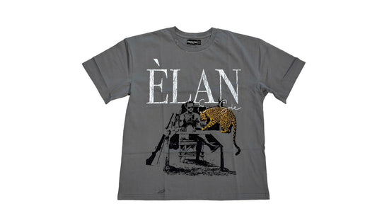Elan En Soie Cheetah Distressed Tee Grey