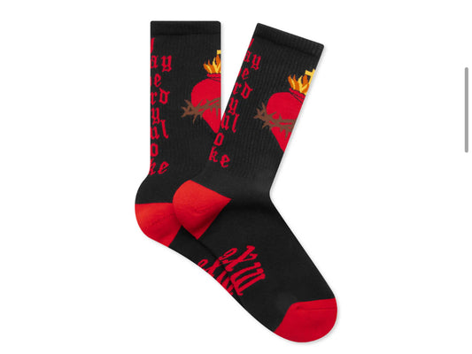 Saint Michael Heart Socks Black