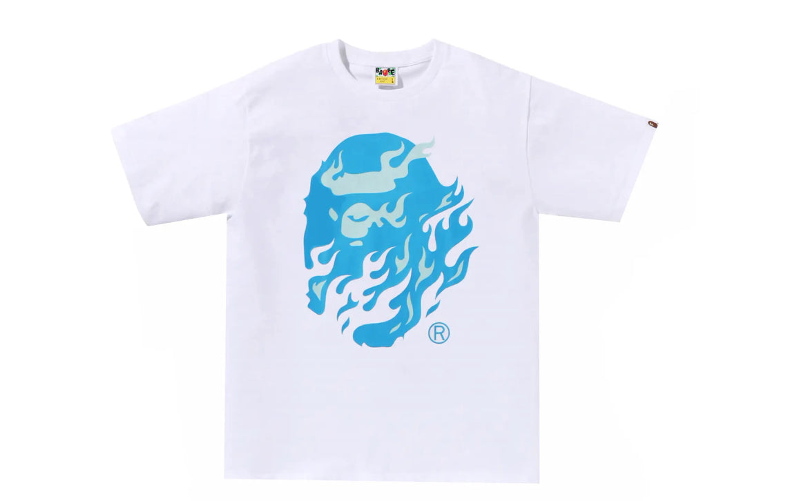 Bape Flame Ape Head Tee White/Blue