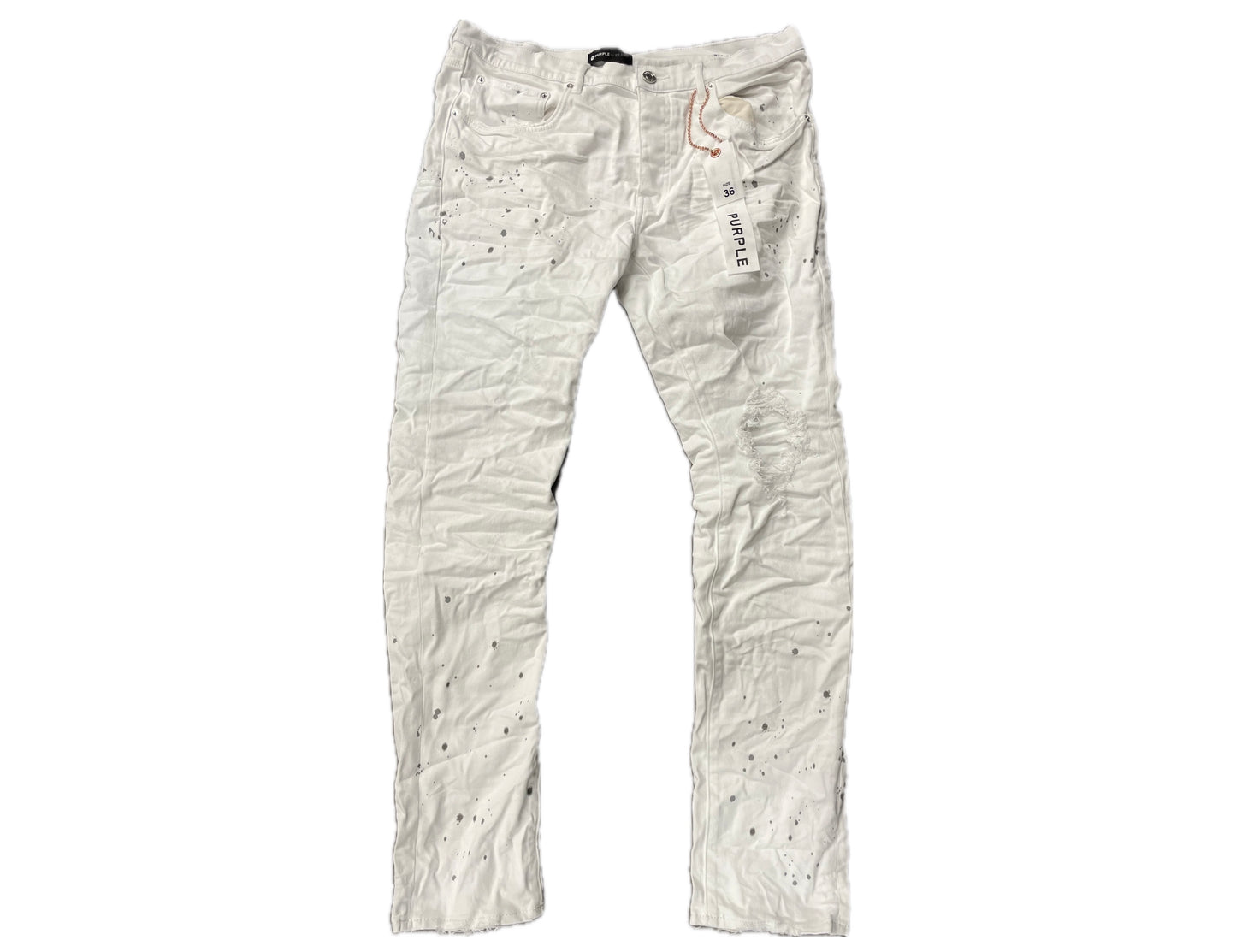 Purple brand P001 Optic White Paint Blowout jeans