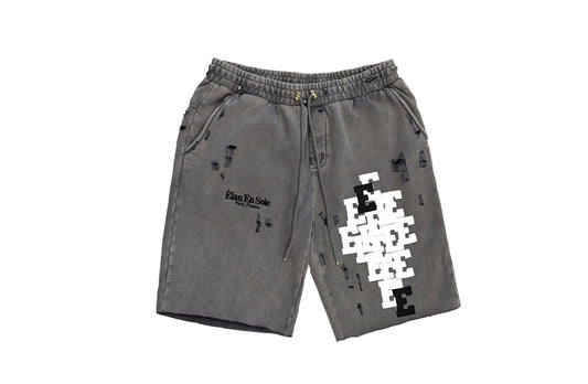 Elan En Soie 1:1 Leather Patch Sweatshorts Grey