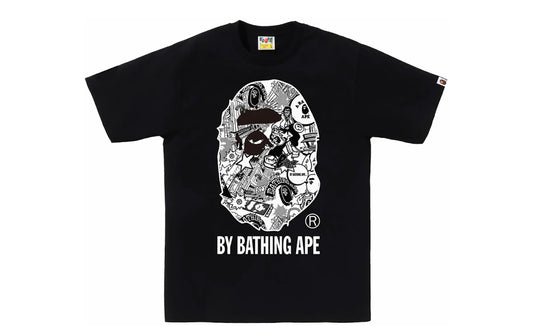 Bape Comic Art Ape Head Tee Black