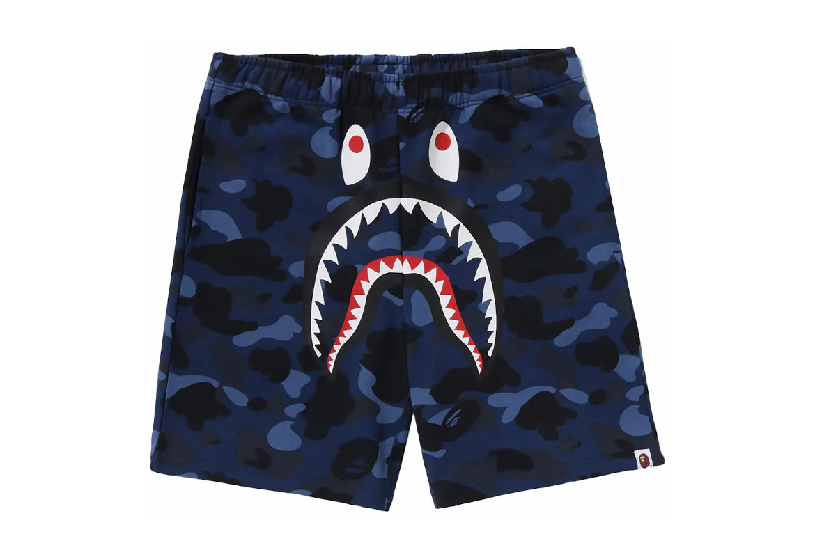 Bape Color Camo Shark Sweat Shorts Navy