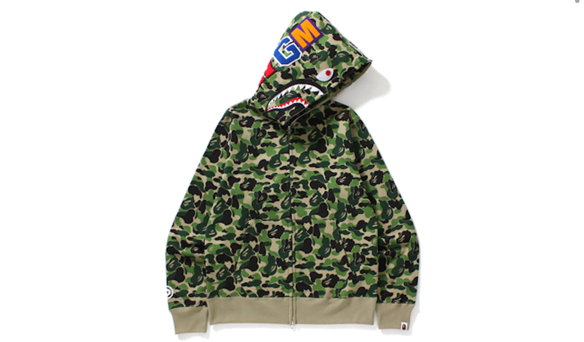 BAPE ABC Camo Shark Full Zip Hoodie Green