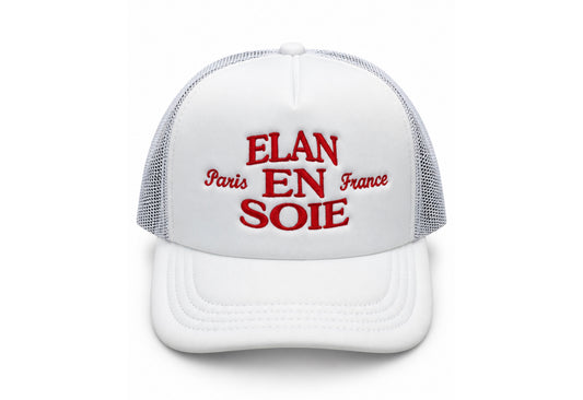 Elan En Soie 1:1 Leather Patch Hat White / Red