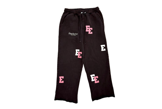 Elan En Soie 1:1 Leather Patch Sweatpants Brown