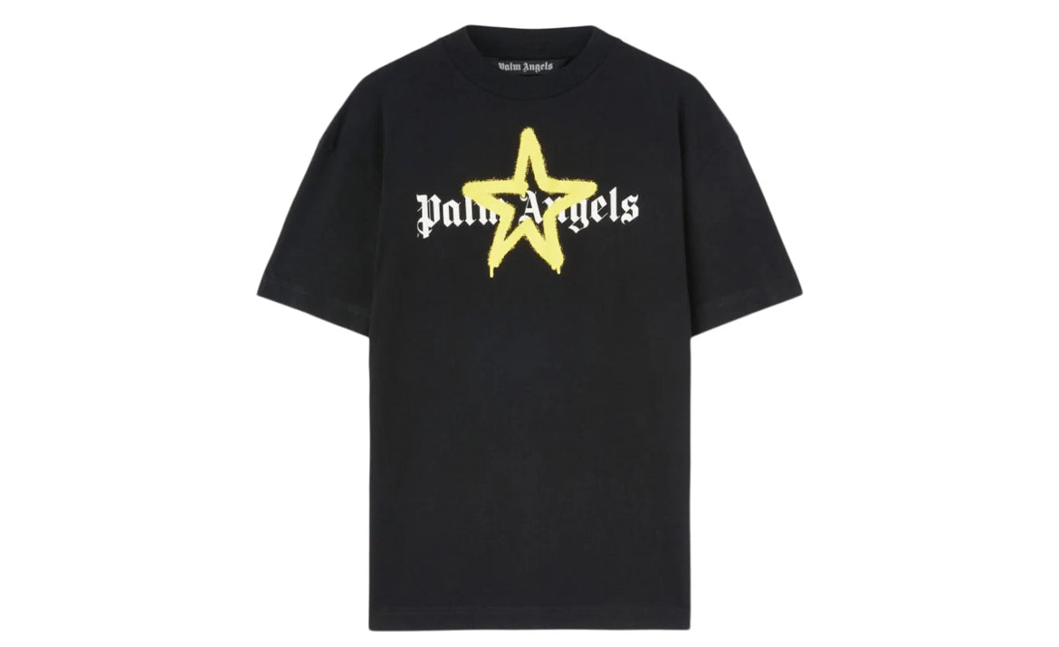 Palm Angels Star Sprayed T-Shirt Black / Yellow