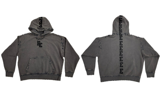 Elan En Soie 1:1 Leather Spine Hoodie Light Grey / Black