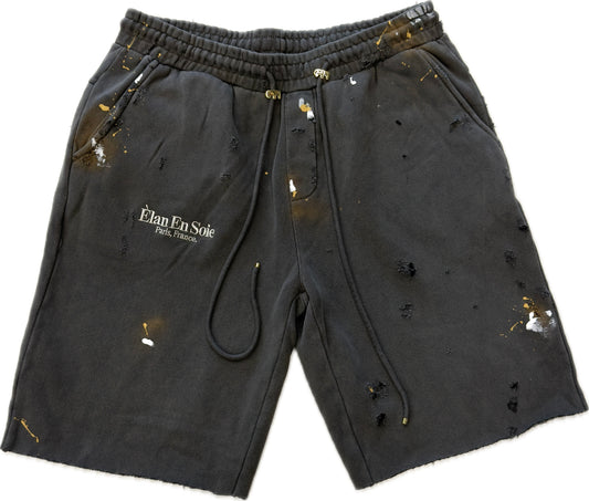 Elan En Soie Home Paint Splatter Shorts Grey