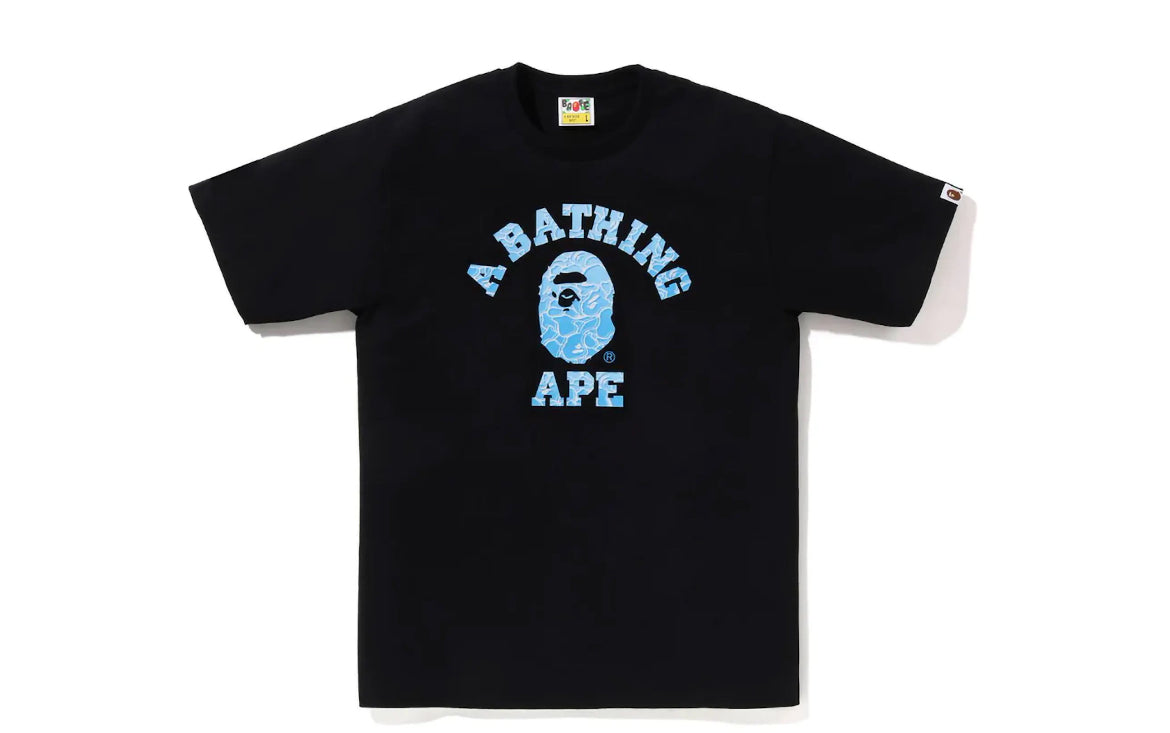 Bape ABC Sea Surface Camo College Tee Black / Blue