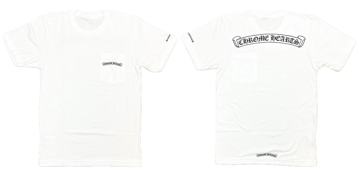 Chrome Hearts Scroll Logo Pocket Tee White