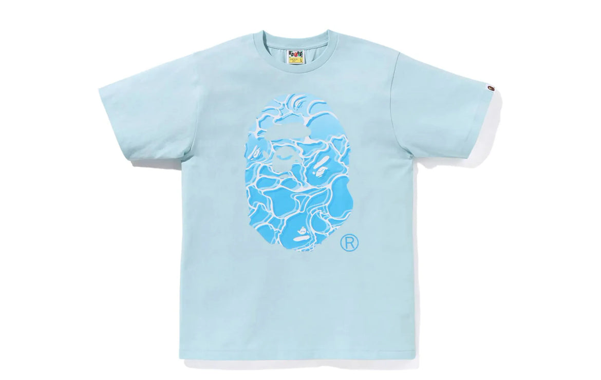 Bape ABC Sea Surface Camo Ape Head Tee Sax