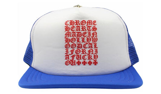 Chrome Hearts Eyechart Trucker Hat Blue/White/Red