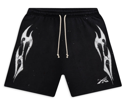 Hellstar Spider Web Sport Logo Shorts Washed Black