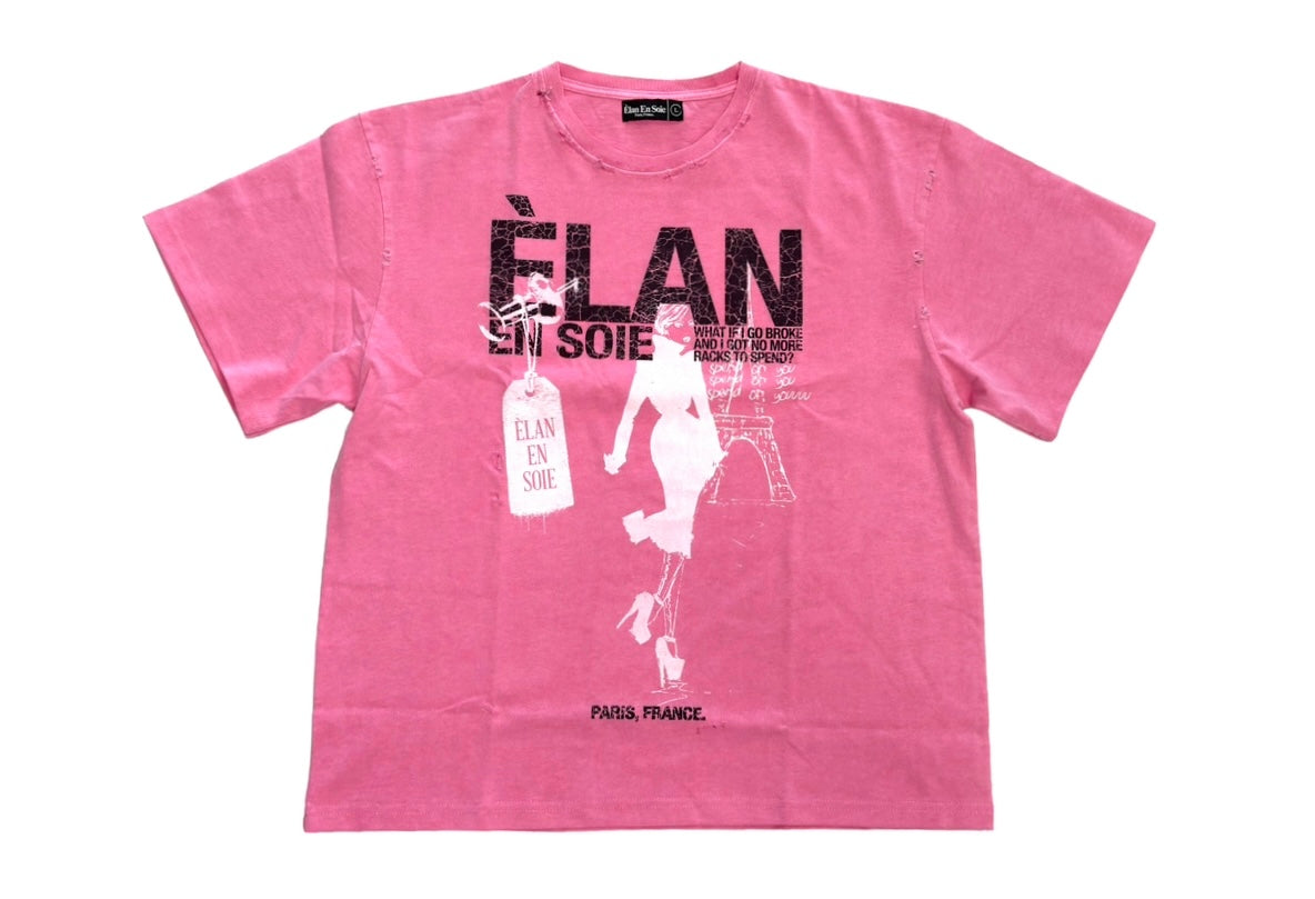 Elan En Soie Tourist Distressed Tee Pink