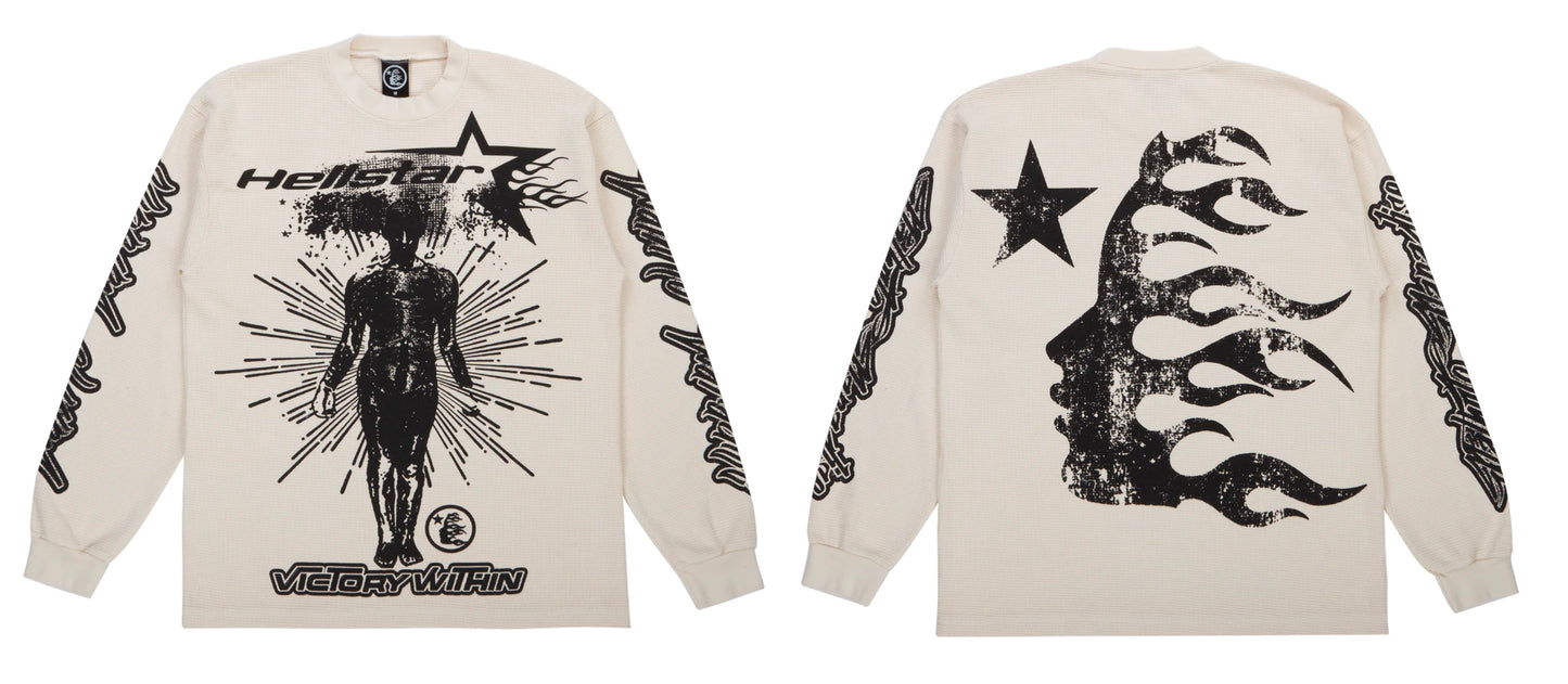 Hellstar Victory Within Thermal Longsleeve Cream