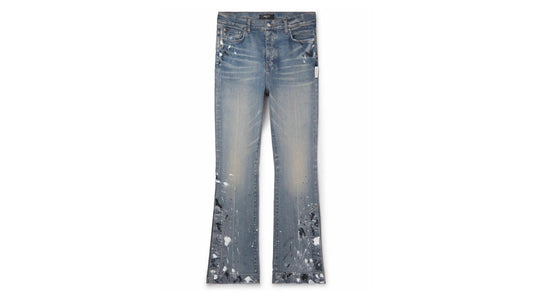 Amiri Paint Splatter Flare Jeans Clay Indigo